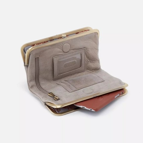 HOBO: LAUREN CLUTCH WALLET – Walker Boutique NWT New Hobo Lauren Clutch Wallet Granite Gold Leather Retired Rare